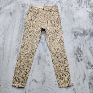 Volcom Jeans Womens 26 Tan Animal Print Liberator High Rise Ankle Stretch Denim